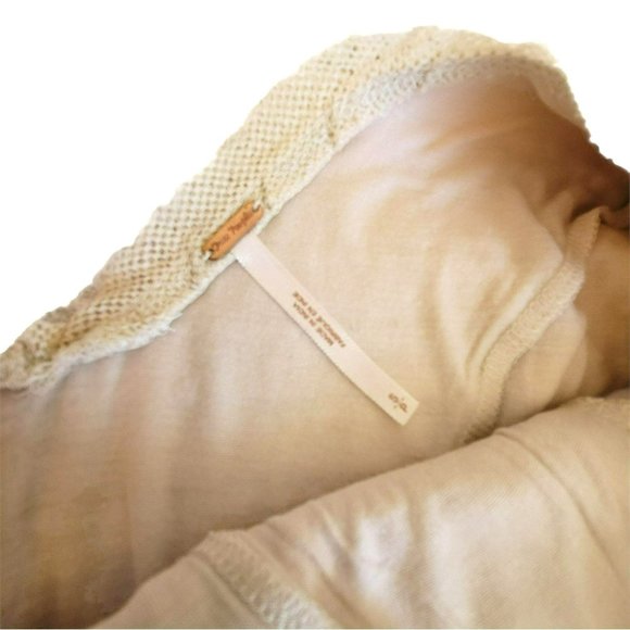 Free People Ivory Beige Mini Bodycon Stunning Perforated Dress Size S LH8108 - Picture 6 of 7